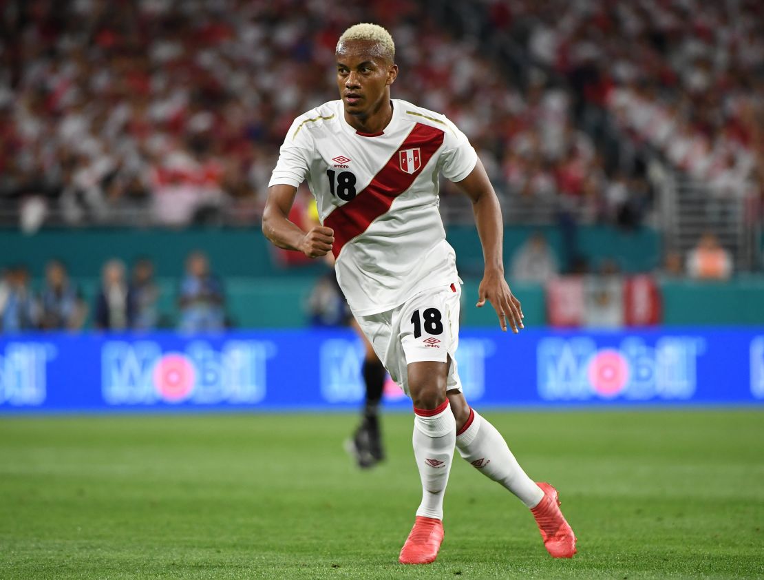 André Carrillo, uno de los delanteros de Perú incluidos en la lista previa para el Mundial Rusia 2018.