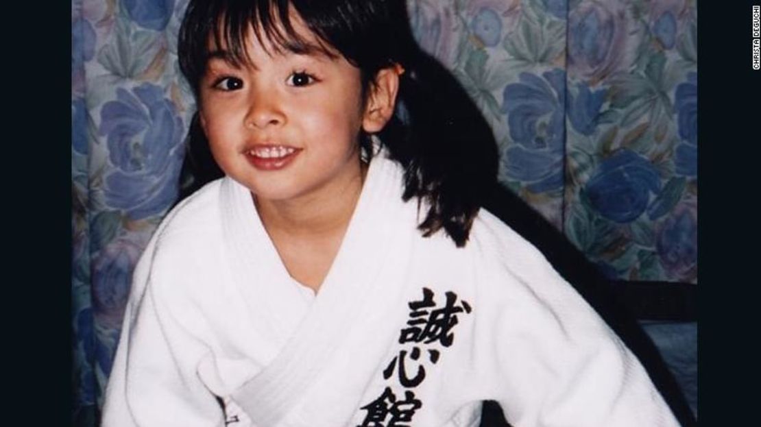 Christa Deguchi, lista para practicar judo a los cuatro años de edad.