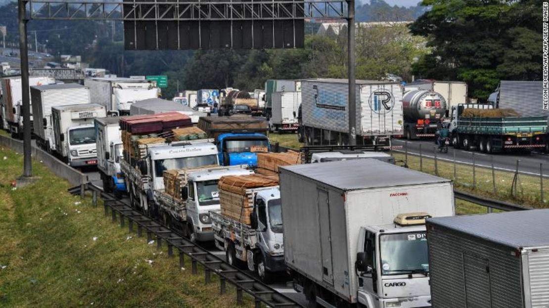 Huelga de camioneros en Sao Paulo, Brasil