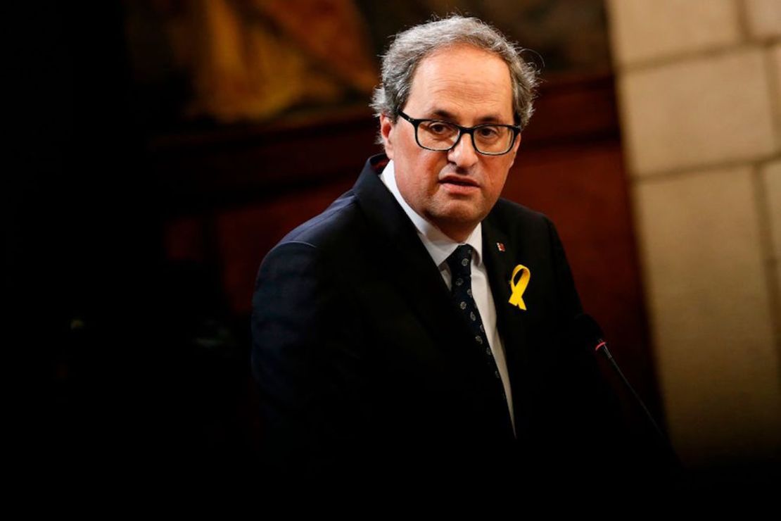 El presidente de la Generalitat, Quim Torra, durante la toma de posesión del nuevo gobierno de Cataluña.