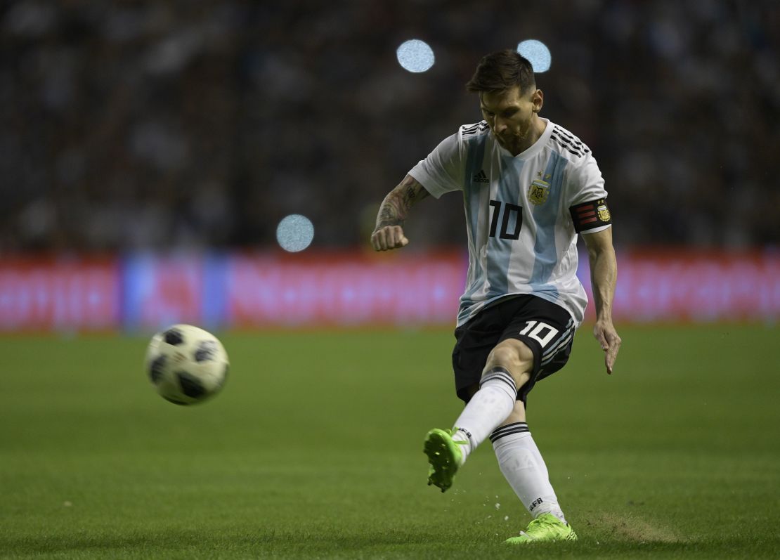 Messi en un partido amistoso que enfrentó a Argentina contra Haití el 29 de Mayo de 2018.