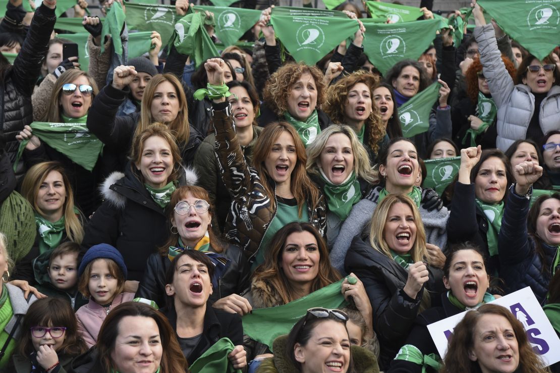 Manifestación a favor del aborto legal en Argentina, el 3 de junio de 2018.