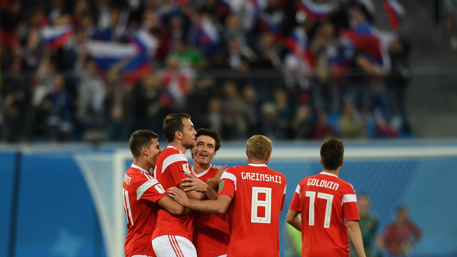 Rusia venció 3-1 a Egipto