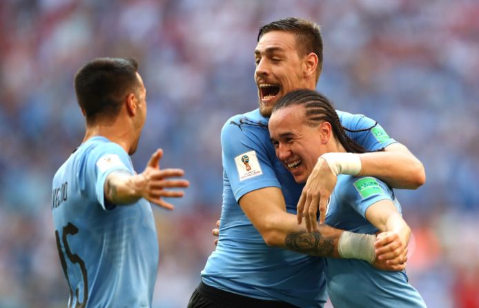 Diego Laxalt, mediocampista de Uruguay, marcó el segundo tanto de Uruguay frente a Rusia en el minuto 23 del primer tiempo. Es su primer gol con la selección uruguaya y este el octavo partido internacional con Uruguay.