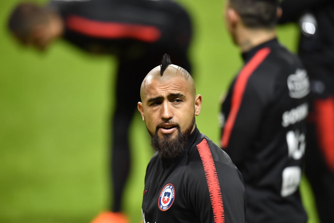 Imagen de archivo de Arturo Vidal durante un entrenamiento con la selección de Chile.