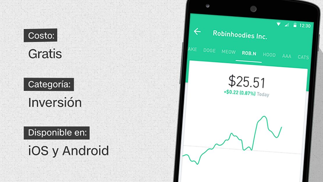 Robinhood: Con esta aplicación puedes aprender a invertir en la bolsa de valores y al mismo tiempo crear tu portafolio.