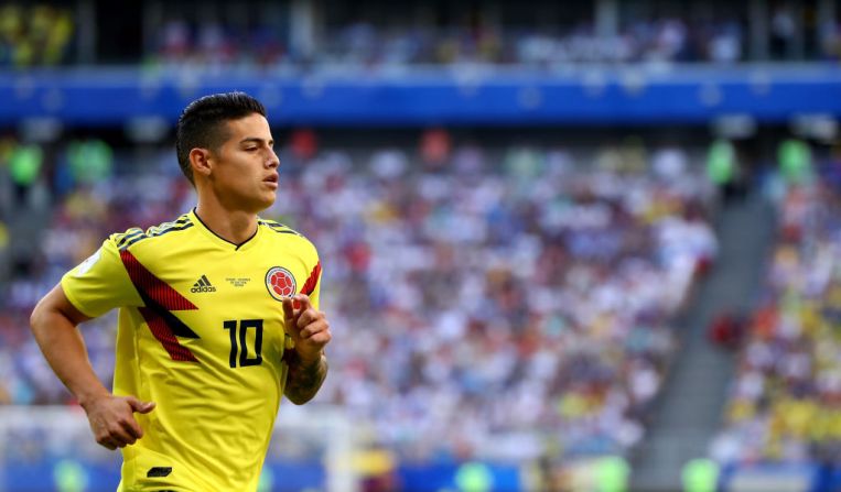 El 10 de Colombia, James Rodríguez, sale del juego al minuto 31 y entra en su lugar Luis Muriel.