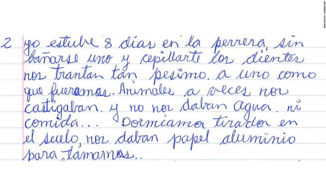 Carta de una inmigrante desde un centro de detención.