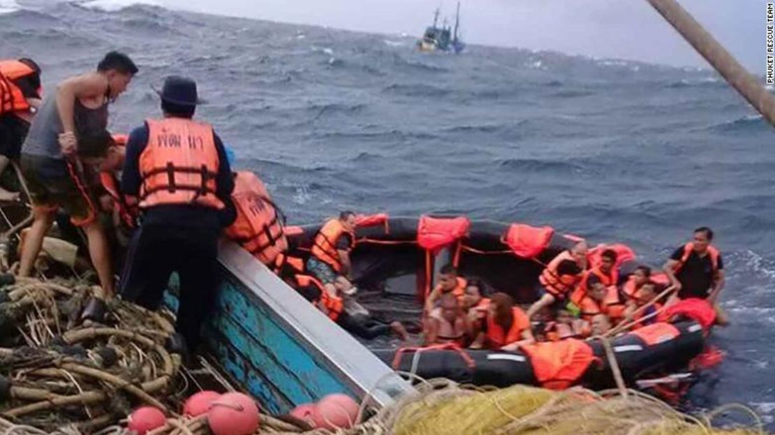 Dozens missing after two boats capsized in Phuket Thailand. Handout photos from the Phuket Rescue Team.