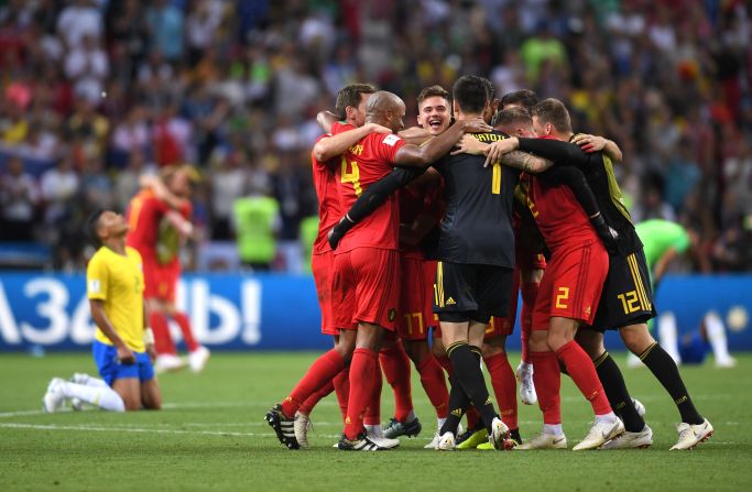 El equipo de Bélgica celebra su victoria ante Brasil. Se enfrentará a Francia en las semifinales del Mundial.