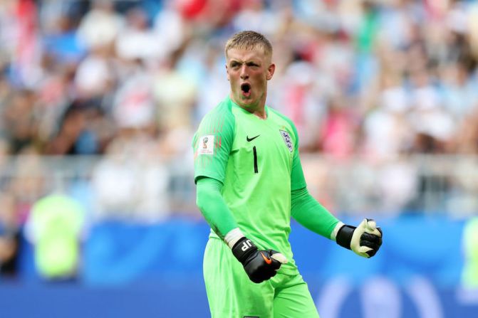 El portero de Inglaterra Jordan Pickford tuvo un gran partido.