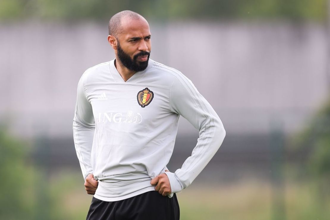 El francés Thierry Henry durante una sesión de entrenamiento de Bélgica en Rusia 2018.