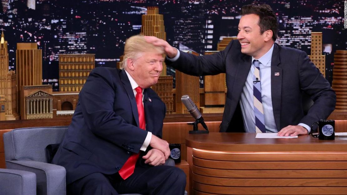 Donald Trup, cuando fue al progama de Jimmy Fallon, durante la campaña que lo llevó a la presidencia de Estados Unidos, en 2016.