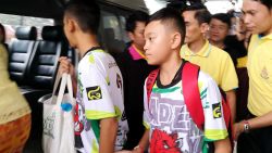 CNNE 545203 - members of child soccer team leave hospital after rescued from tham luang cave