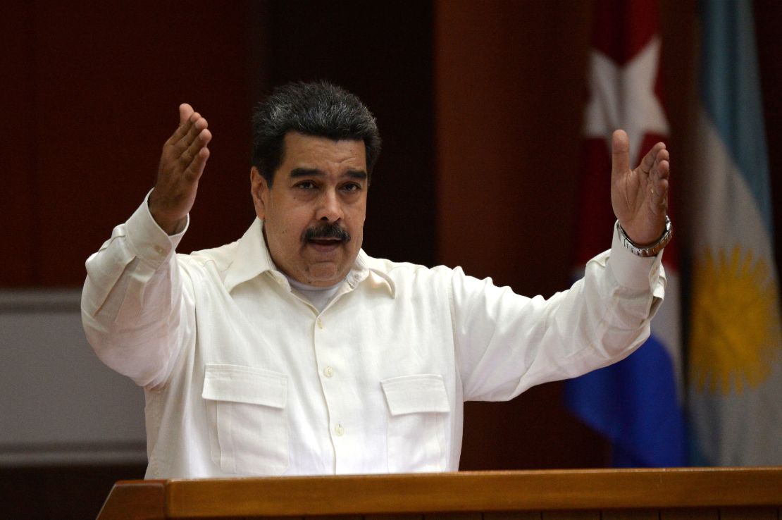 El presidente de Venezuela, Nicolás Maduro, durante su discurso en el Foro de Sao Paulo este martes.