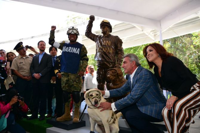 Frida se convirtió en el símbolo de los esfuerzos caninos para rescatar a las personas que quedaron atrapadas por el terremoto de magnitud 8,1 que sacudió a México el año pasado.