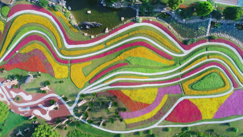 Nantong, China. Un jardín en la provincia oriental de Jiangsu, al norte de Shanghái.