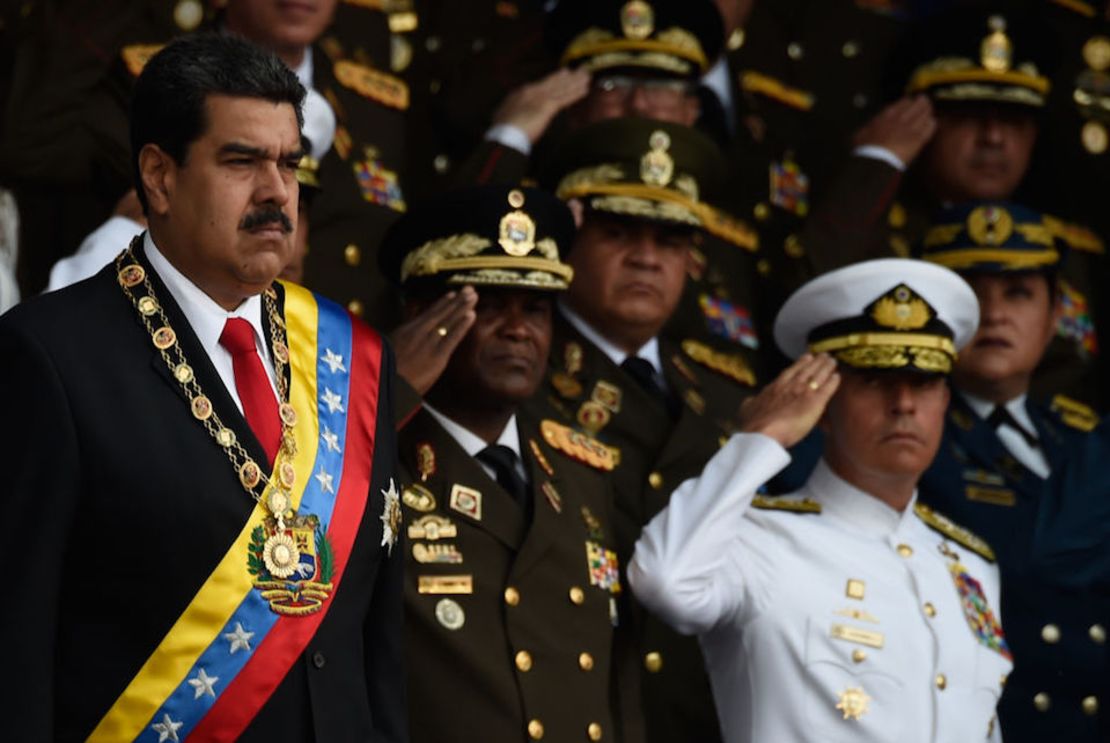 El presidente de Venezuela, Nicolás Maduro, durante el evento del 4 de agosto en el que ocurrió el presunto ataque con drones en su contra.