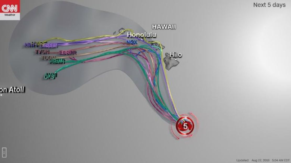 Pronóstico para los próximos cinco días del huracán Lane en Hawai