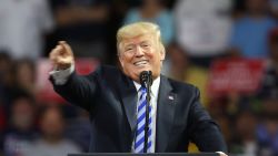 CHARLESTON, WV - AUGUST 21:  President Donald Trump speaks a rally at the Charleston Civic Center on August 21, 2018 in Charleston, West Virginia. Paul Manafort, a former campaign manager for Trump and a longtime political operative, was found guilty in a Washington court today of not paying taxes on more than $16 million in income and lying to banks where he was seeking loans.