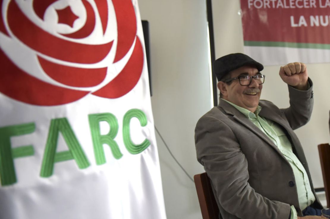 El exlíder guerrillero Rodrigo ‘Timochekno’ Londoño durante el Consejo Nacional de los Comunes en Bogotá, el 31 de agosto de 2018. El partido de la FARC se constituyó en agosto de 2017.