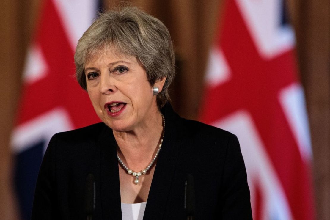 La primera ministra Theresa May se pronunció sobre las negociaciones del Brexit después de una cumbre con la Unión Europea en Salzburgo, en 10 Downing Street, en el centro de Londres.