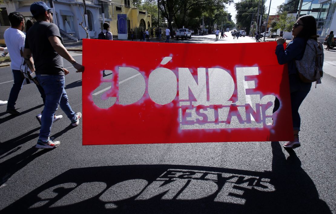 Protesta en contra de las desapariciones forzosas en México.