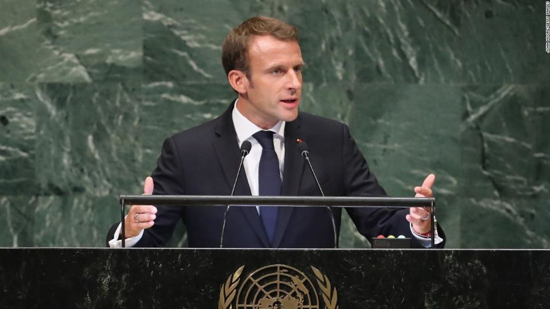 Emmanuel Macron durante su discurso en la ONU