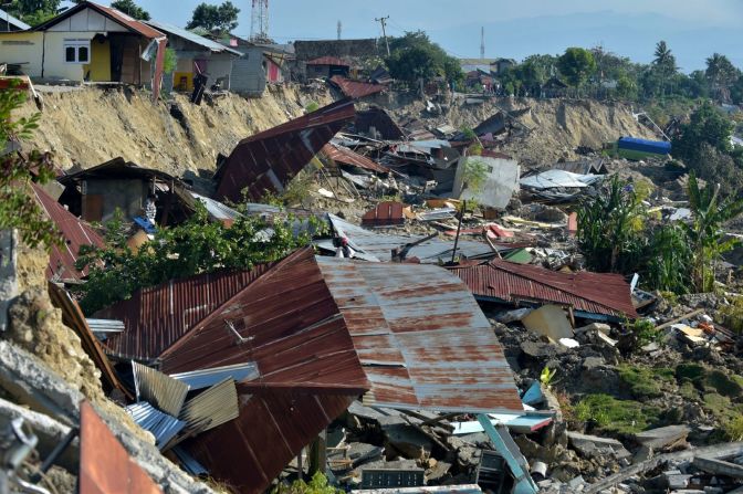 Casas destruidas en la ciudad de Palu el 1 de octubre.