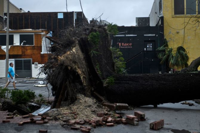 Los fuertes vientos arrasaron con árboles en Mexico Beach como aparece en esta foto.