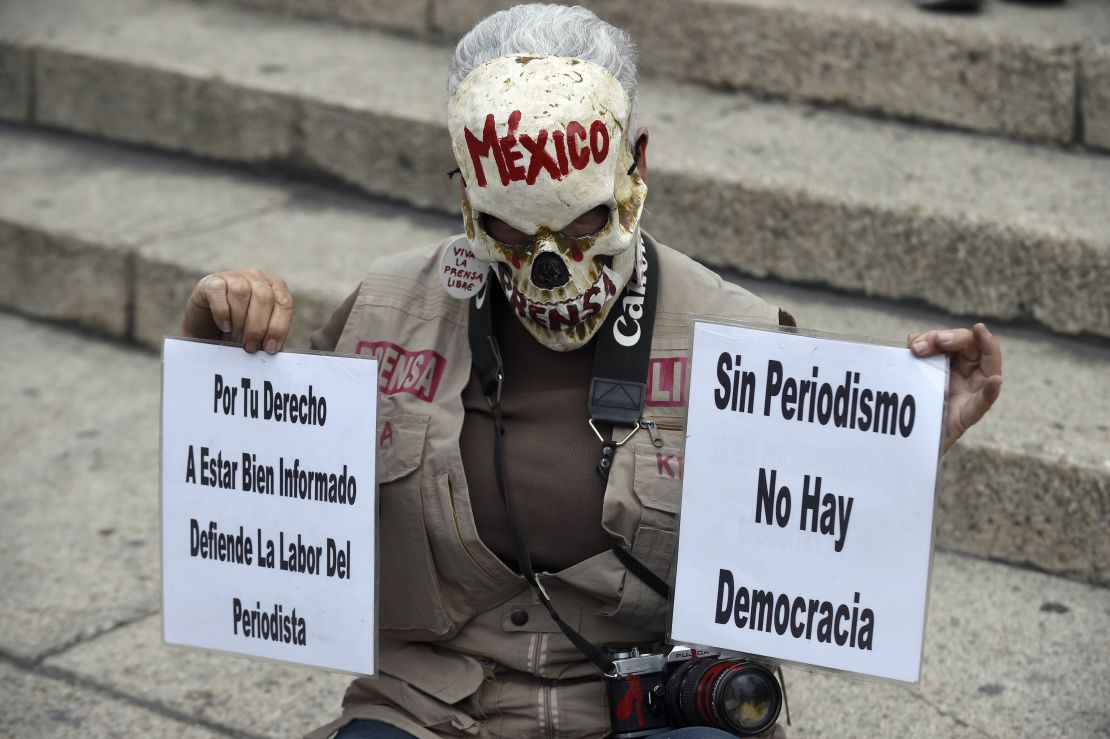 Imagen de archivo de una protesta de periodistas contra los asesinatos a los trabajadores de la comunicación en 2017.