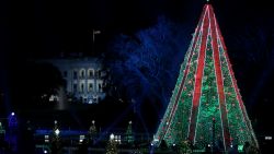 WASHINGTON, DC - NOVEMBER 28: U.S. President Donald Trump attends the National Christmas Tree lighting ceremony held by the National Park Service at the Ellipse near the White House on November 28, 2018 in Washington, DC. This is the 96th annual National Christmas Tree Lighting Ceremony.