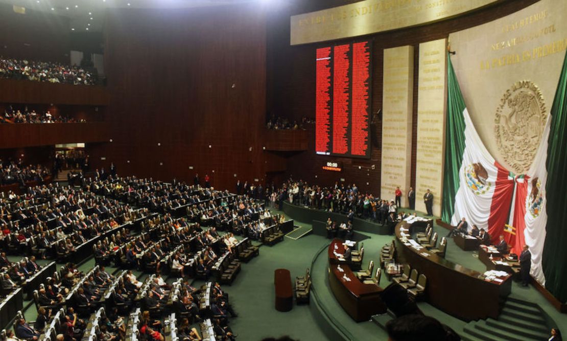 Vista general de la sala se sesiones del Congreso de México.