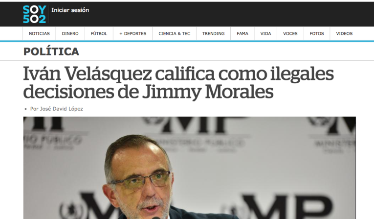 "Yo creo que estas decisiones violan el acuerdo -—e creación de la Cicig—, son decisiones contrarias a la ley, son decisiones ilegales". Es la cita que destaca el portal Soy502.