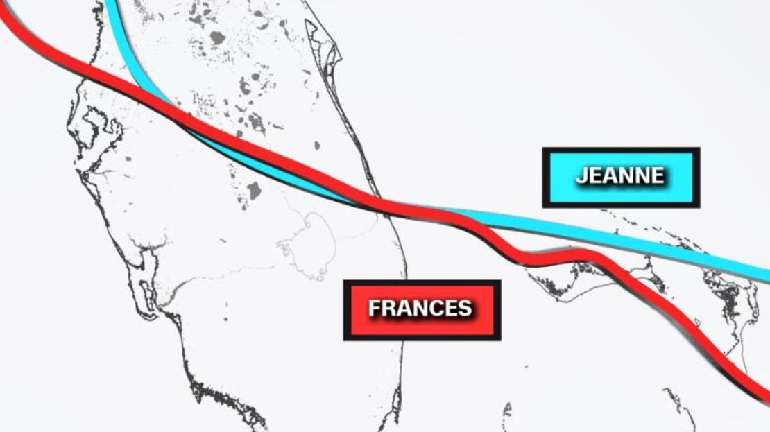 Comparación de Jeanne y Frances, de la temporada de huracanes del Atlántico de 2004.