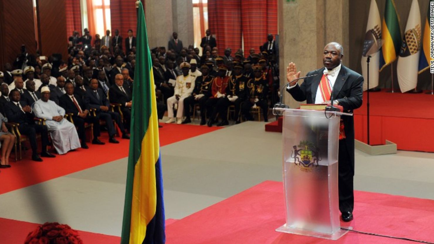 El presidente de Gabón, Ali Bongo Ondimba, durante su toma de protesta en 2016.