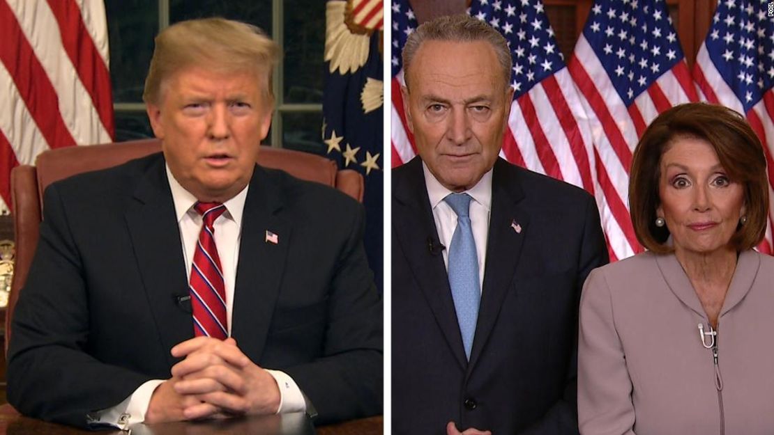 Trump, Schumer y Pelosi no se ponen de acuerdo para poner fin al cierre de Gobierno.