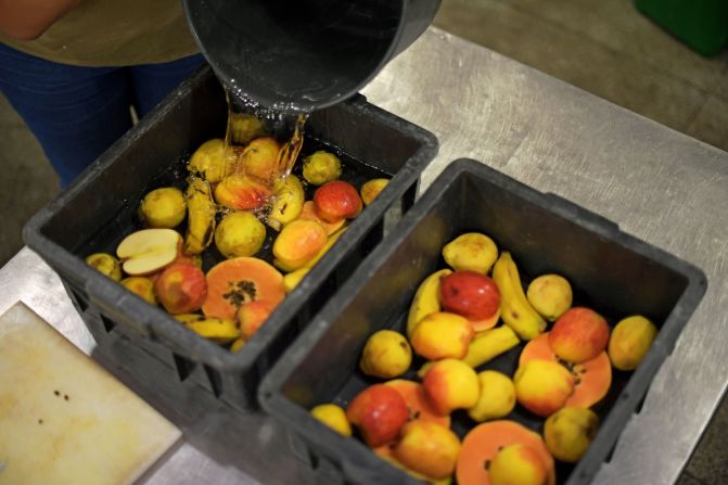 Así fabrican los bloques de hielo con frutas tropicales en el zoológico.