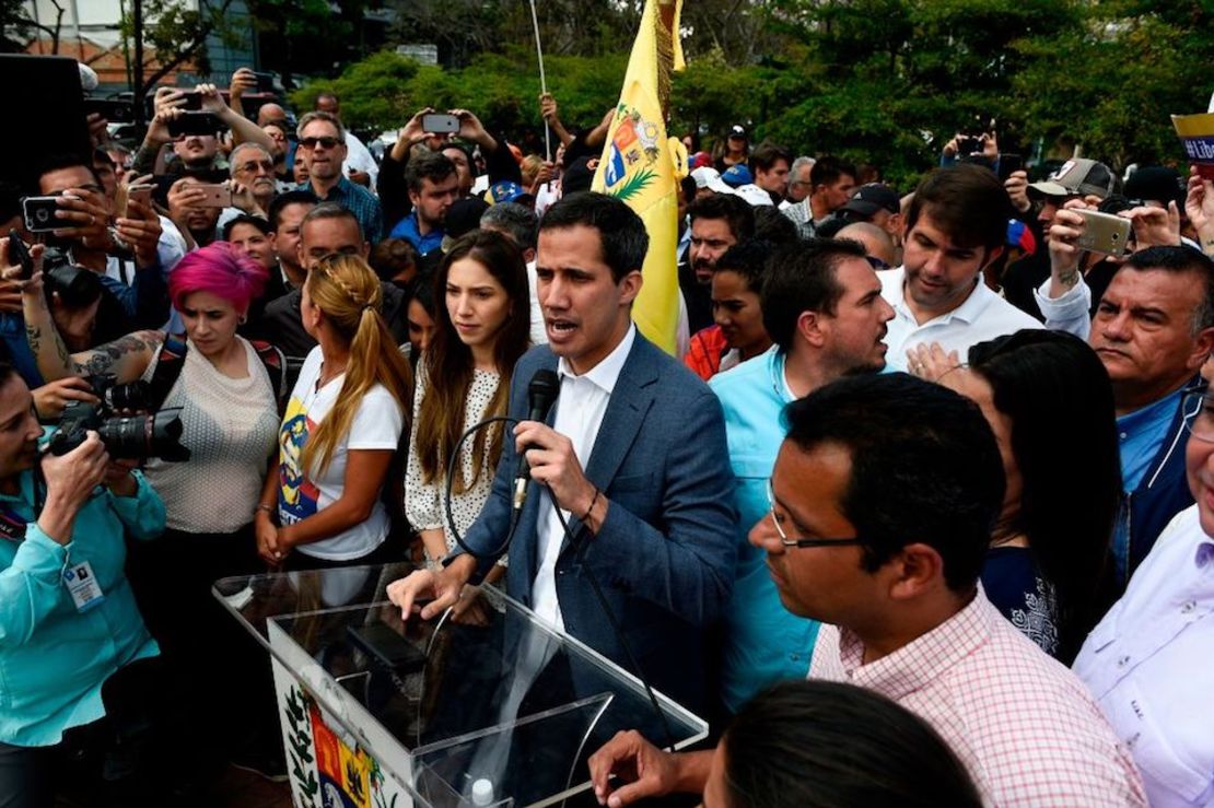 Juan Guaidó, durante una manifestación opositora este sábado en Caracas.