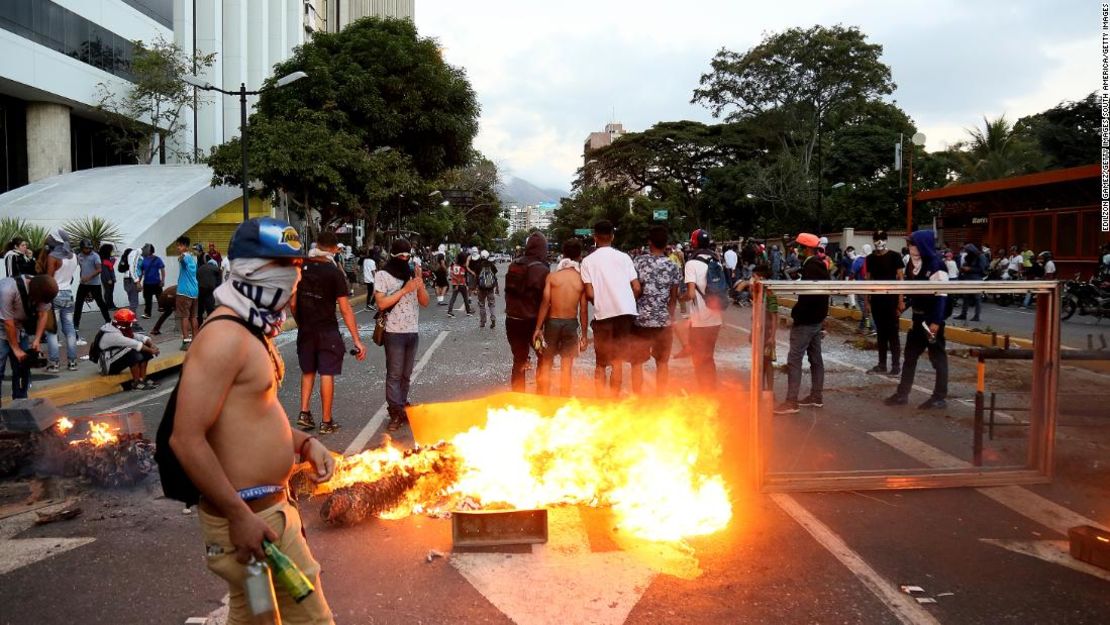 Escena de una protesta en Caracas, Venezuela.