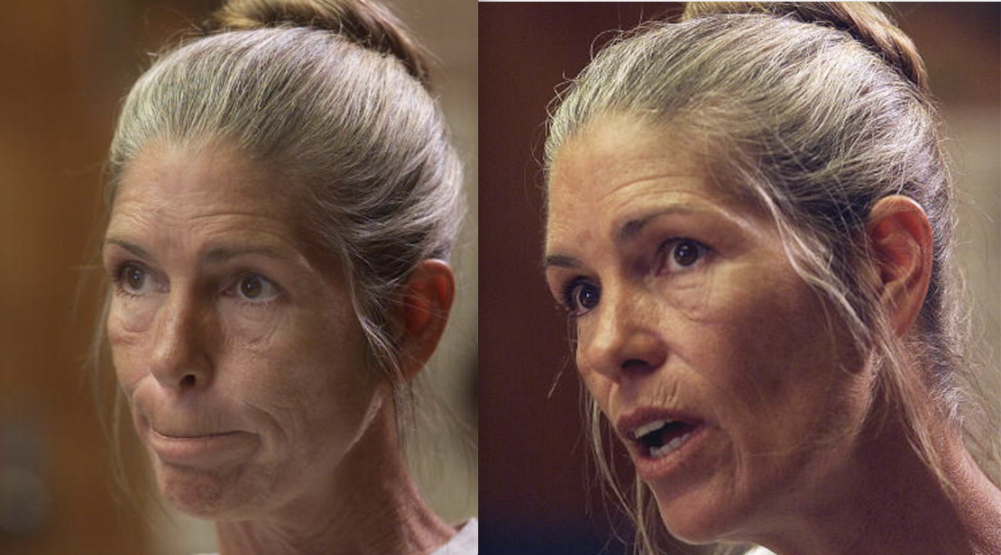 Leslie Van Houten expresó su remordimiento por los asesinatos de la pareja LaBianca a los miembros de la Junta de Comisionados de los Términos de Prisión durante su audiencia de libertad condicional el 28 de junio de 2002 en la Institución de Mujeres de California en Corona, California (Getty Images).