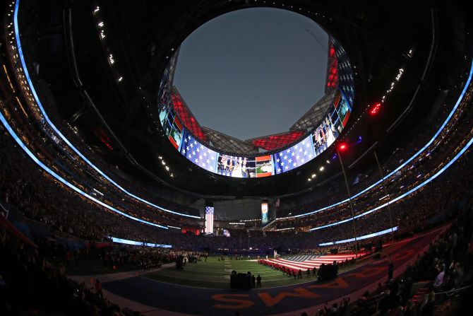 Vista general de la apertura del estadio antes del Super Bowl LIII.