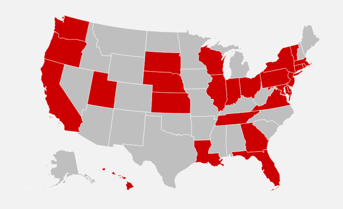 Estados que aprobaron leyes de control de armas en 2018: 26 estados y Washington DC aprobaron 67 leyes para detener la violencia de armas.