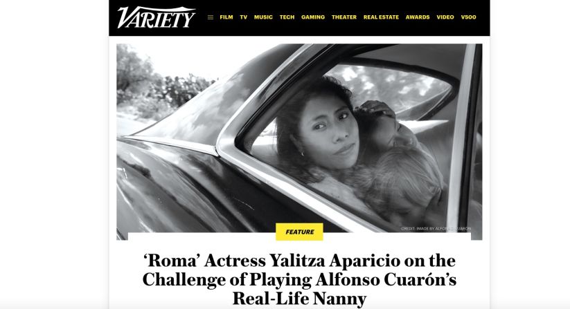 La revista Variety en su portal web habló de los retos de Aparicio de interpretar la niñera de la vida real de Cuarón, en quien está inspirada la película.