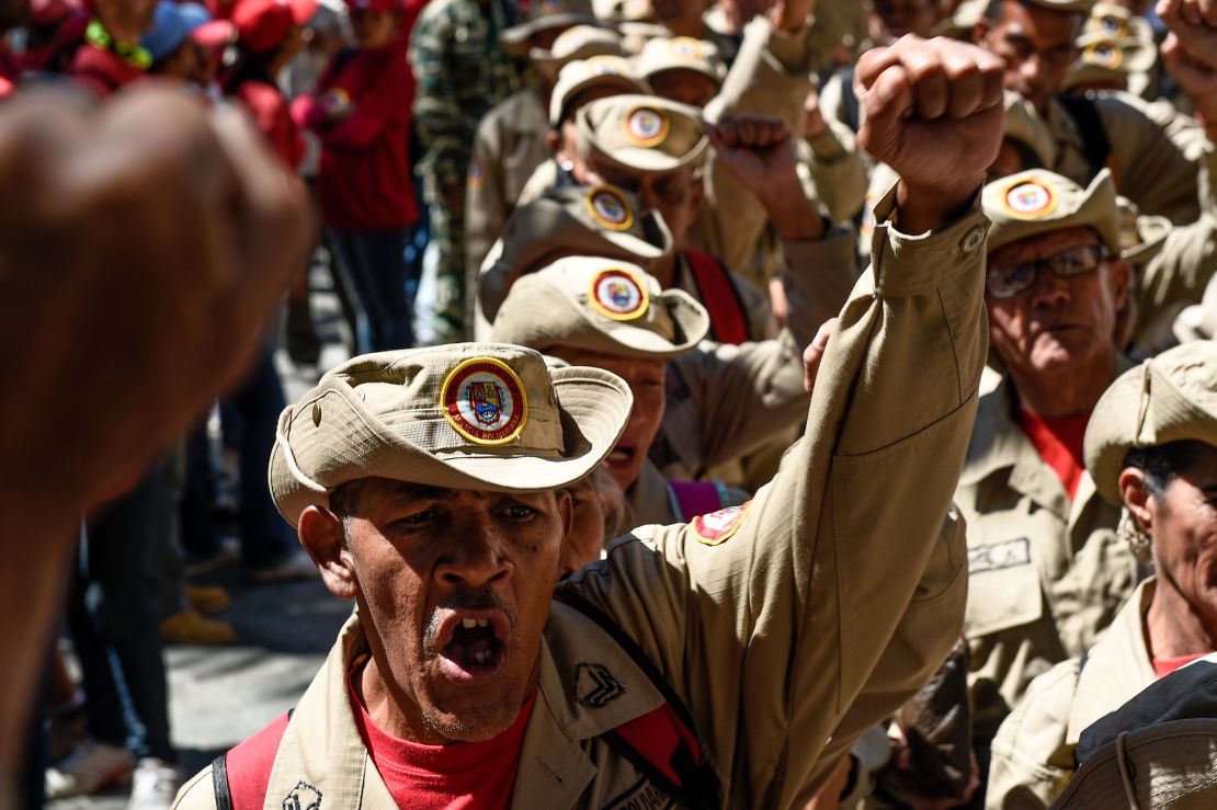 Miembros de la Milicia en una manifestación en Caracas el 4 de febrero de 2019.