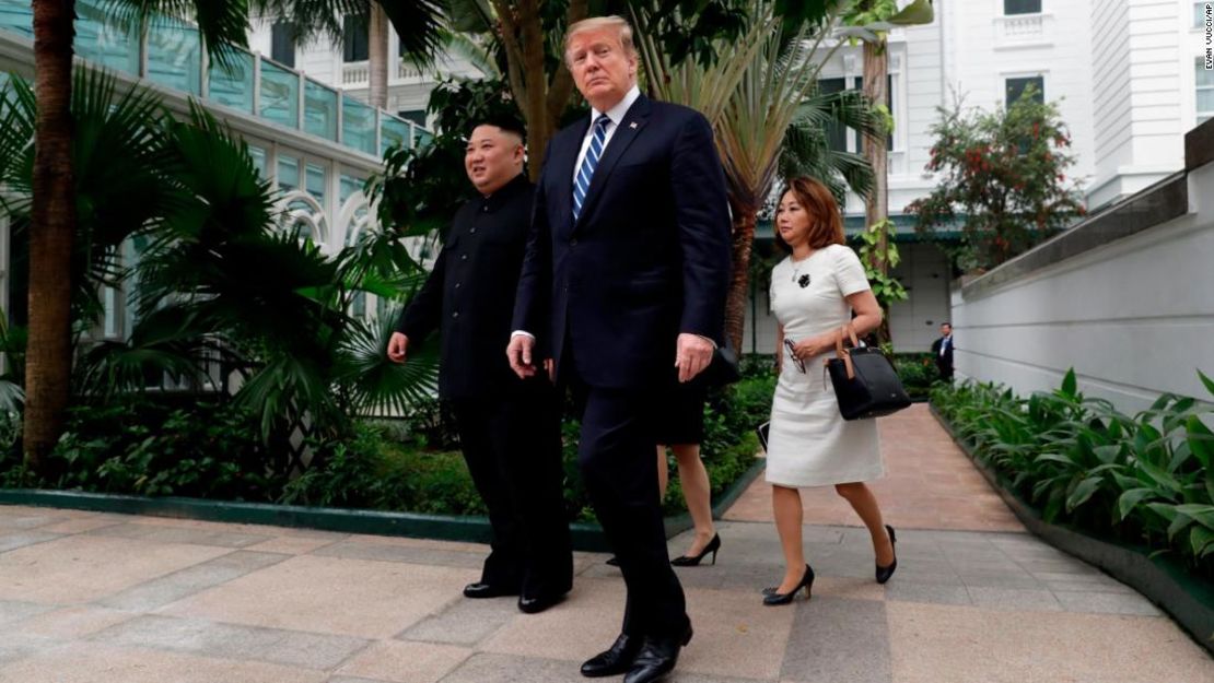 President Donald Trump meets North Korean leader Kim Jong Un, Thursday, Feb. 28, 2019, in Hanoi. (AP Photo/ Evan Vucci)  

President Donald Trump has lunch with North Korean leader Kim Jong Un, Thursday, Feb. 28, 2019, in Hanoi. (AP Photo/ Evan Vucci) 

President Donald Trump and North Korean leader Kim Jong Un take a walk at the Sofitel Legend Metropole Hanoi hotel, Thursday, Feb. 28, 2019, in Hanoi. (AP Photo/ Evan Vucci) 

President Donald Trump and North Korean leader Kim Jong Un participate in a signing ceremony, Thursday, Feb. 28, 2019, in Hanoi. (AP Photo/ Evan Vucci) 

President Donald Trump speaks during a news conference after a summit with North Korean leader Kim Jong Un, Thursday, Feb. 28, 2019, in Hanoi.