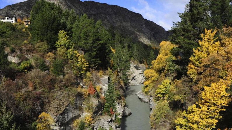 Queenstown, Nueva Zelanda. De marzo a mayo, que es otoño en el hemisferio sur, los álamos locales se vuelven amarillos y las colinas están en llamas (Reinhard Kaufhold / dpa / AP).