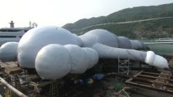 CNNE 629305 - escultura inflable flota en aguas de hong kong