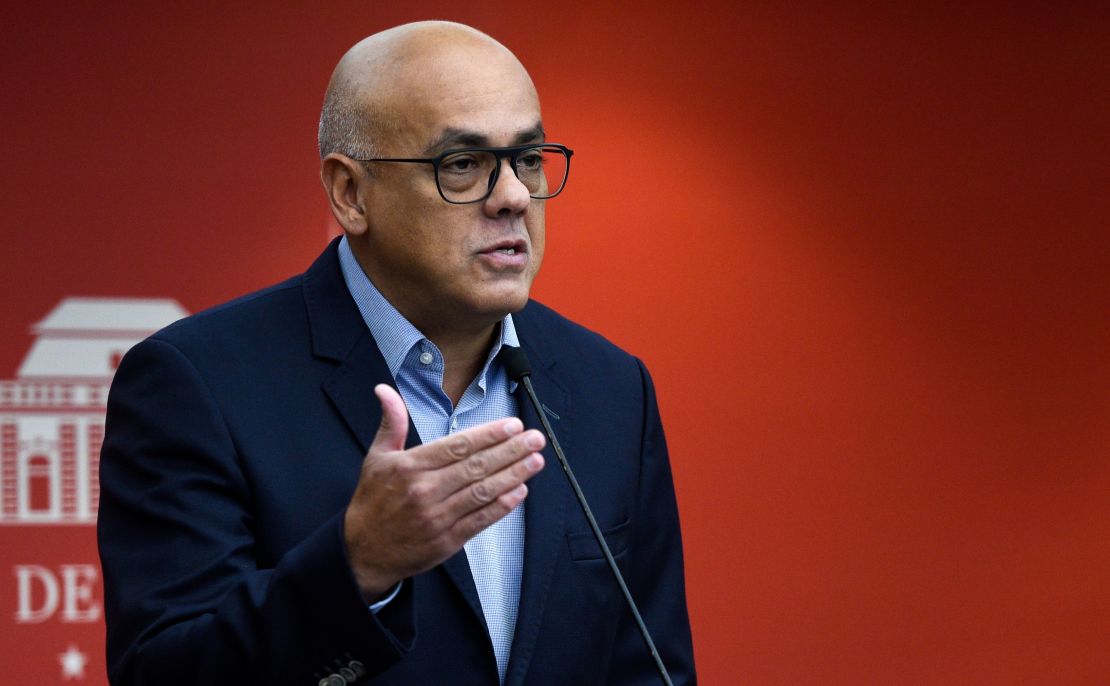 Jorge Rodríguez, ministro de Comunicaciones de Venezuela, durante una conferencia de prensa en el Palacio de Miraflores, en Caracas.