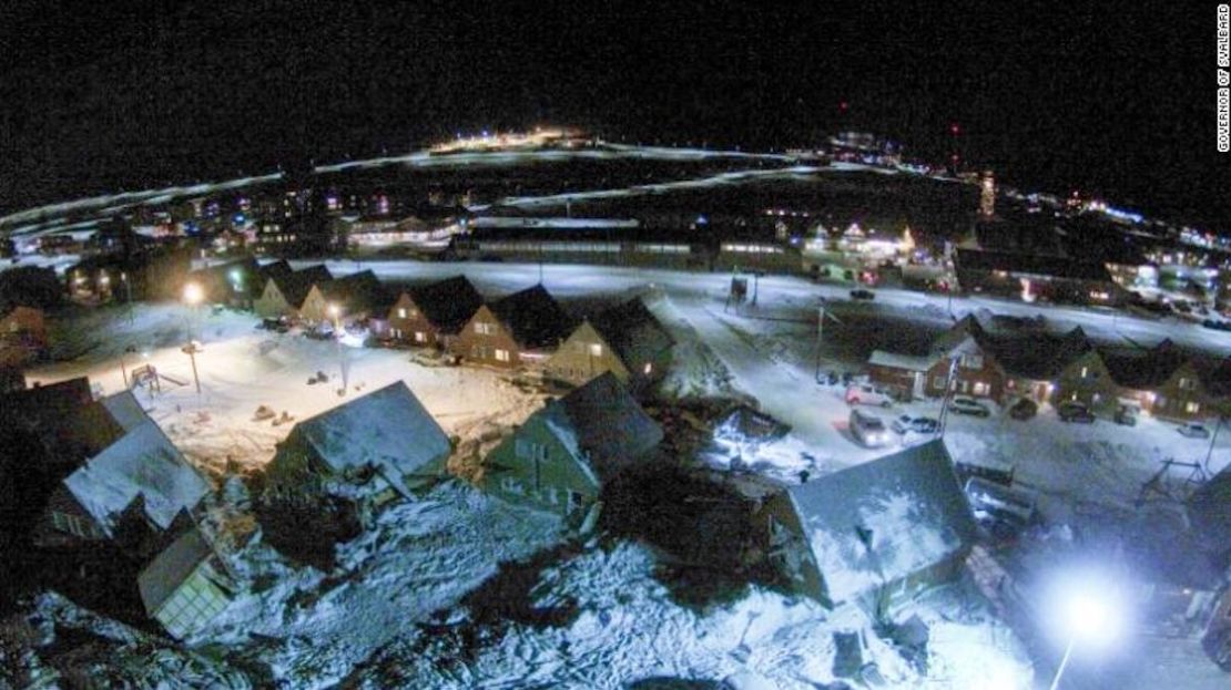 Un dron capturó la ciudad después de la avalancha de 2015.